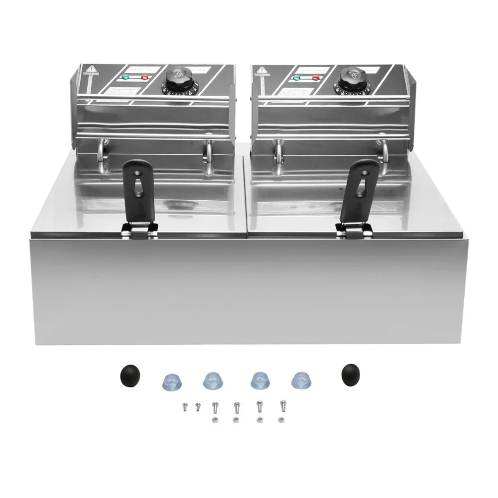 

Commercial Professional Electric Stainless Steel Double Pots Deep Fryer Twin-tanks With Lids Baskets 2 x 10 Liter Toiletry Kits