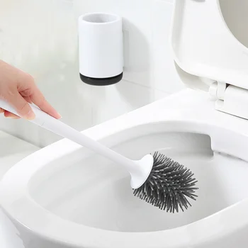 

Wall Hanging Silicone Toilet Brush and Holder Set Cleaning Brush for Household Toilet Floor Cleaner Bathroom Accessories