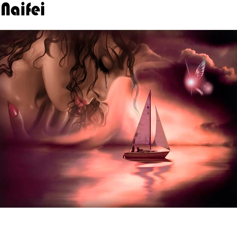 

ships art DIY Diamond Embroidery Sail dreams girls Full Square round Diamond Painting Cross Stitch Mosaic Home Decor Gift