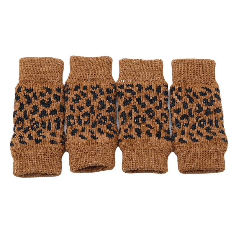 4Pcs/Pack Pet Socks Cover Protection Dog Warm Knee Protector Anti-Skid Pet Legs Warmer Pet Practical Supplies - Цвет: Leopard grain