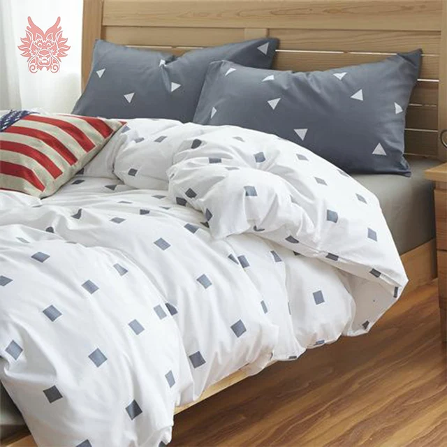 Modern style orange grey geometric print duvet cover set housse de