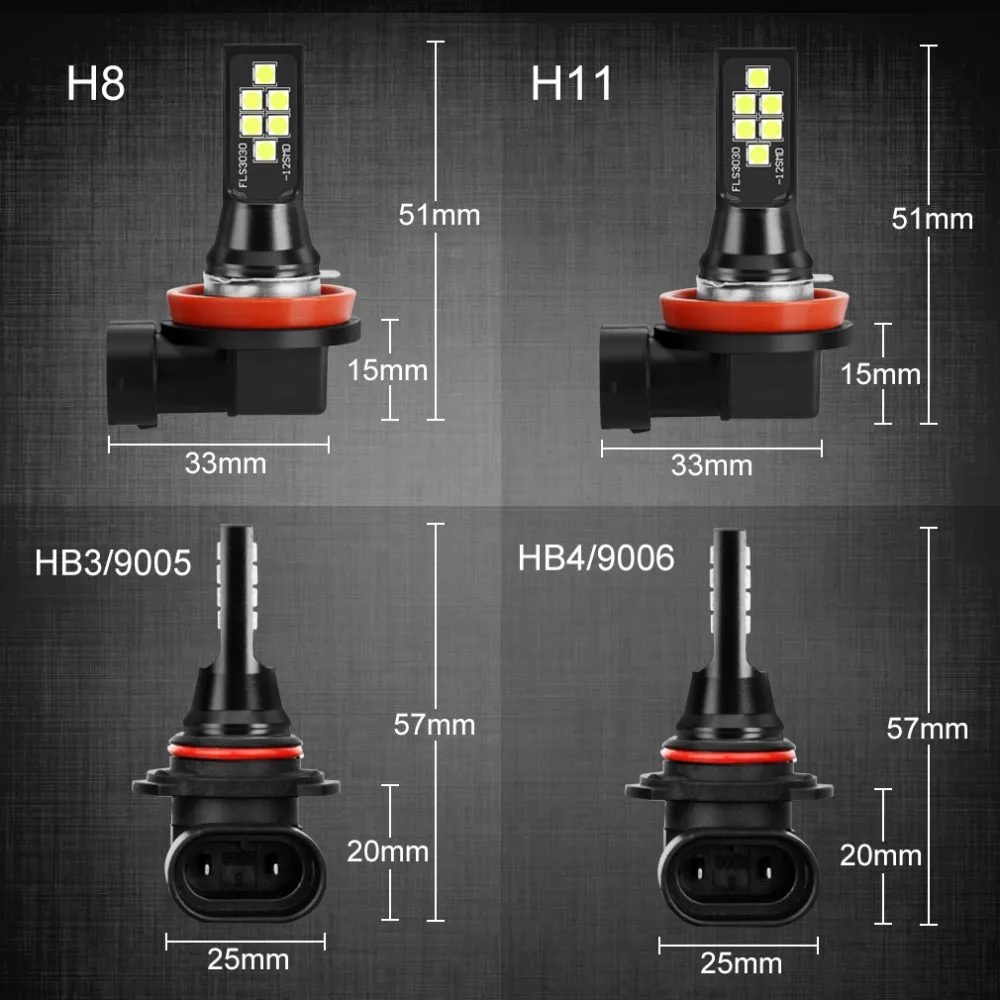 2 шт. 1400LM H8 H11 светодиодный HB4 9006 HB3 9005 светодиодный лампы Автомобильные фары 6000 К белый свет фар дальнего света авто лампы AC/DC 12V