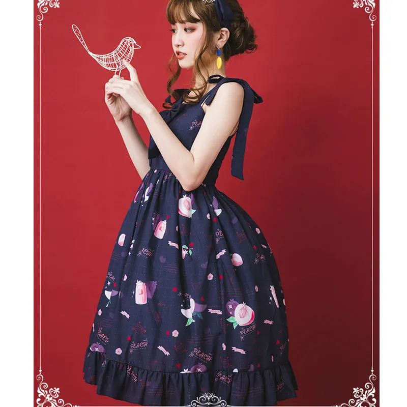 

Yummy Peach ~ Sweet Summer Chiffon Dress Printed Casual Lolita JSK Dress by Yomi