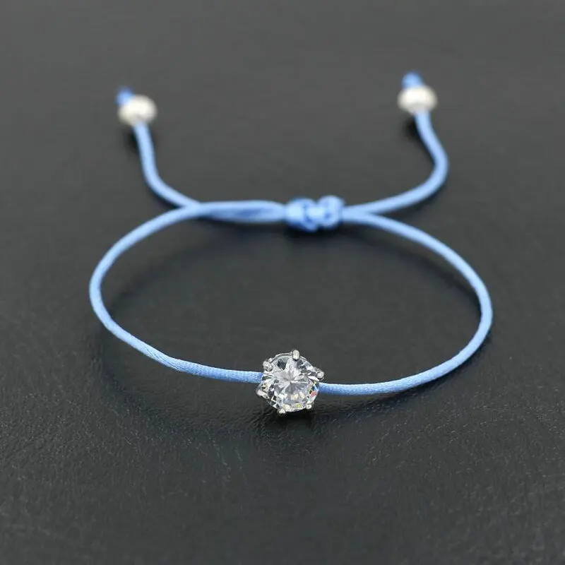 2pcs/set Women Silver Color Rhinestones Crystals Zircon Lucky Braided Bracelet Thin Red Rope Thread String Bracelets bracelet jewelry