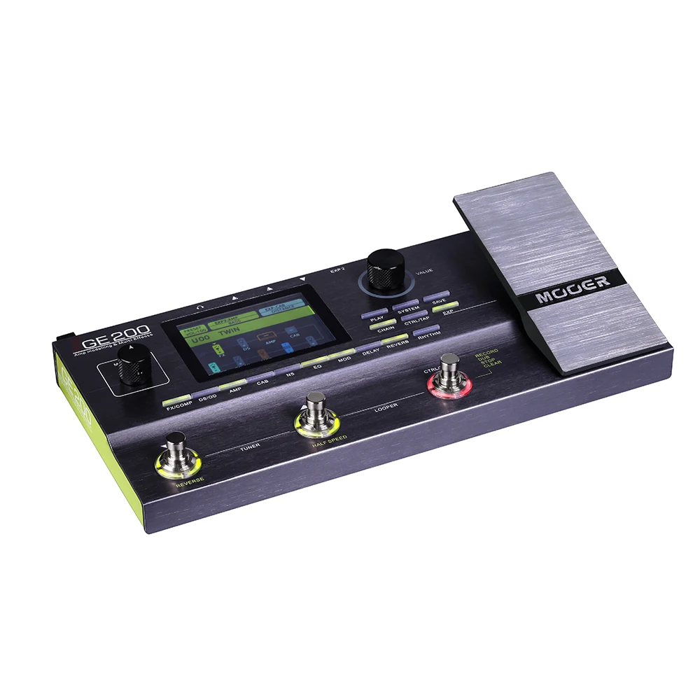MOOER GE200 Guitar Pedal Amp Modelling & Multi Effects Pedal 55 Amplifier Models 70 Effects 52s Looper 40 Drum Patterns