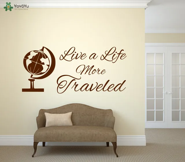 Traveling Wall Decal Quotes Live More Traveled Vinyl Sticker Traveling Wall Decal Quotes Live More Traveled Vinyl Sticker Livingroom Globe Pattern Special Home Decor