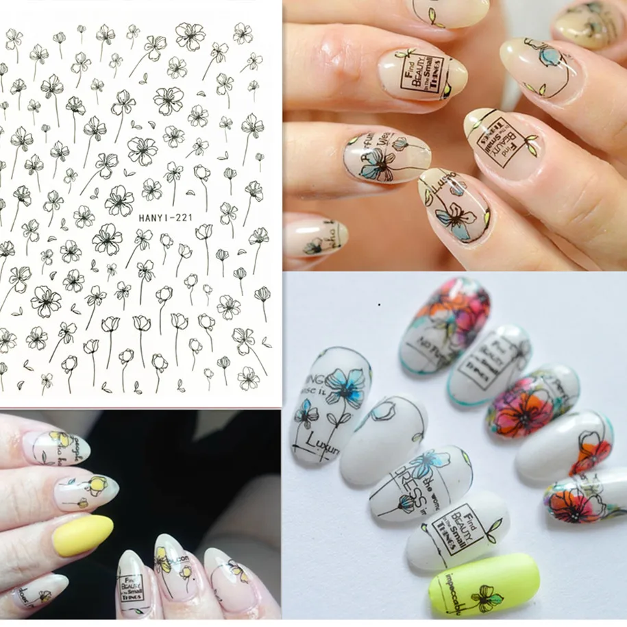 

Newest HANYI-221 3d nail art sticker Japan style nail decals template DIY nail decal wraps nail decoration tools