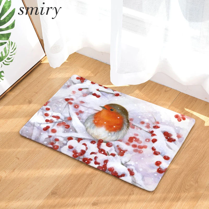 Smiry 40*60cm Flannel Christmas Anti-Slip Door Mat Fruit Plant Aniaml Birds Snow Floor Mats Durable Carpet For Hallyway Kitchen | Дом и сад