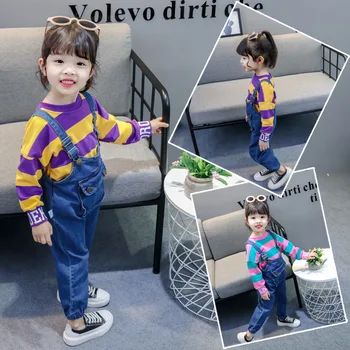 

New Newborn Clothes Baby Girl For Bebek Spring Children Girls Overalls Stripe Long Sleeve Shirt Pantss Two-piece Outfit 0~3 Yr