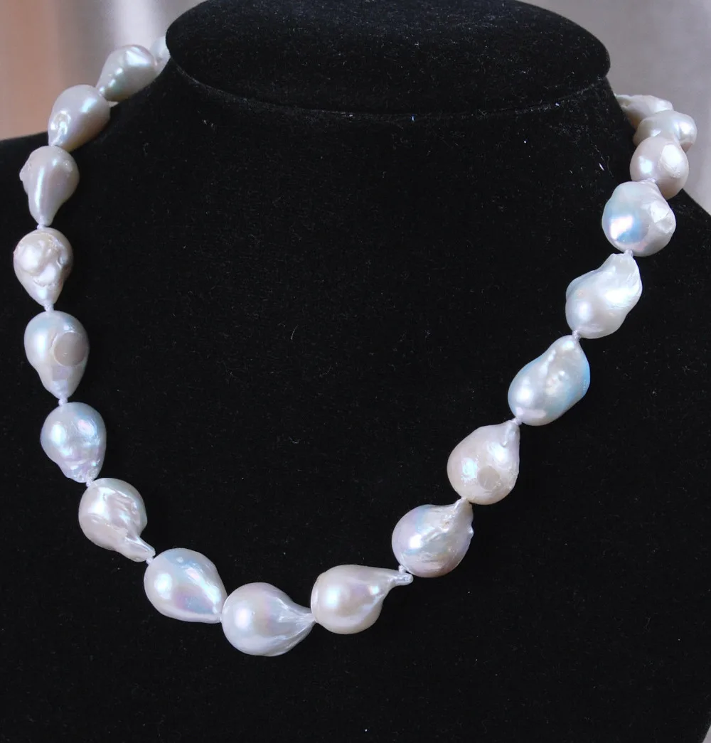 

Charming!Real13-18mm South Baroque White Akoya Pearl Necklace 18