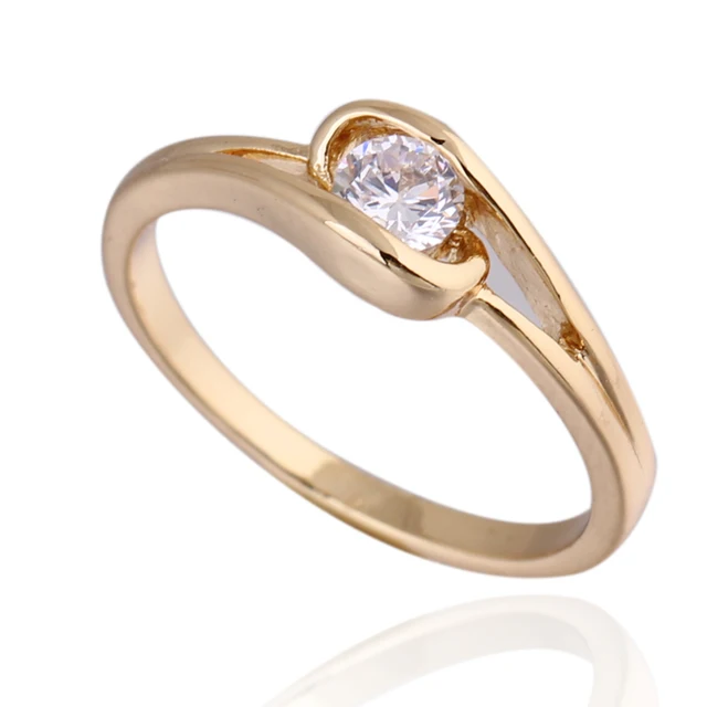 GUSSIARRO Free Shipping Round CZ Fashion Jewelry  Yellow Gold-Color White Cubic Zirconia Cute Wedding Ring for Women