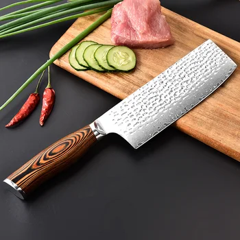 

Liang Da 6.5" inch Cleaver Knife Japanese Damascus Steel VG10 Kitchen Knives Brand New Chinese Chef's Knives Pakka Wood Handle