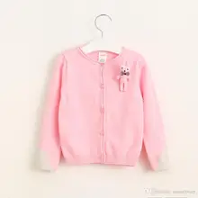 New Arrival Kids Girls Rabbit Doll Knitted Cardigans Candy Color Fall Winter Jackets Outwears Sweet Princess Tops