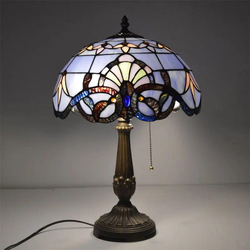 Billige 12 zoll Tiffany Tisch Lampe Glasmalerei Europäischen Barock Klassische für Wohnzimmer E27 110 240 V