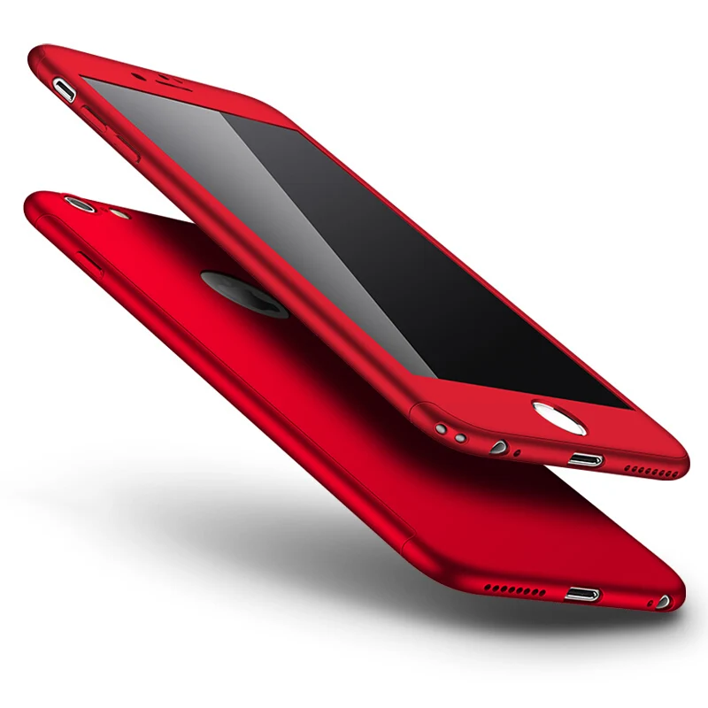 YOYIC 360 градусов полный Чехол для iphone 6 6s 7 8 Plus X 5 чехол для Apple iphone 8 7 6 Plus 5 5S SE защитный чехол+ стекло - Цвет: RED