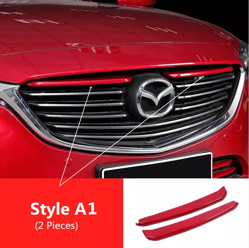 ABS передняя головка решетка гриль Декор полоса литьевая крышка комплект отделка Аксессуары для Mazda 6 Atenza Sedan& Wagon только - Цвет: Style A1