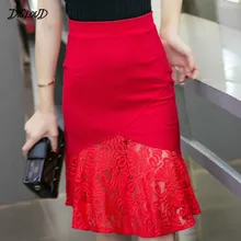 Кружевные лоскутные повседневные юбки русалки для женщин, высокая талия, тонкая, размера плюс, летняя юбка для девушек, винтажная, Kenn длина, юбка для женщин, 5XL