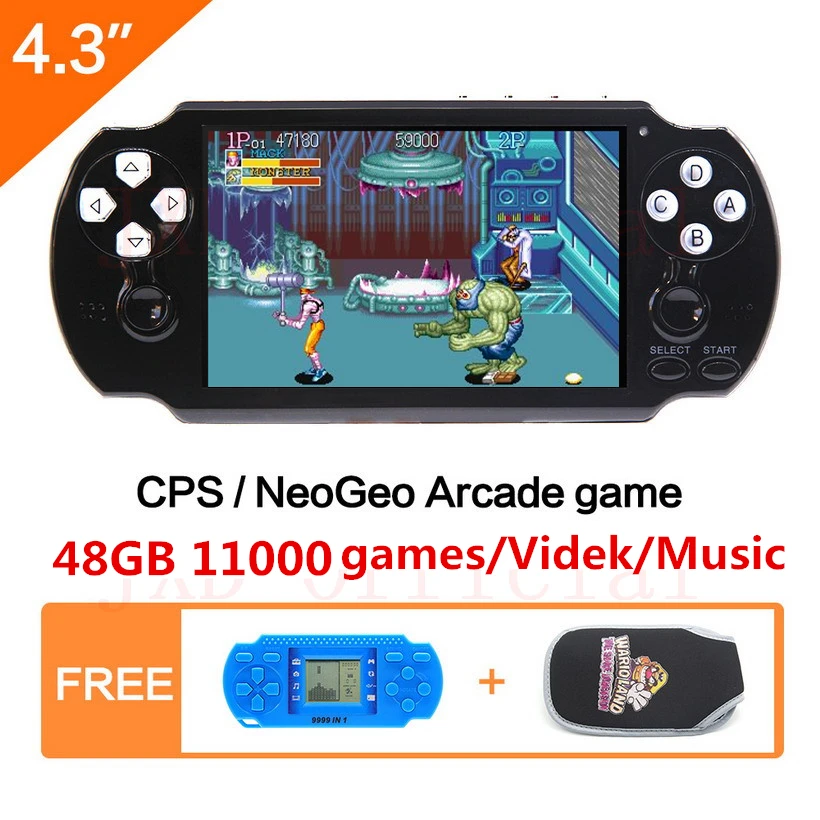 

64Bit Handheld Game Console 4.3'' Video Game Console Built-in 650 for CPS/NEOGEO/GBA/SNES/NES/SMD/SMS/GG Games Mp5 Player