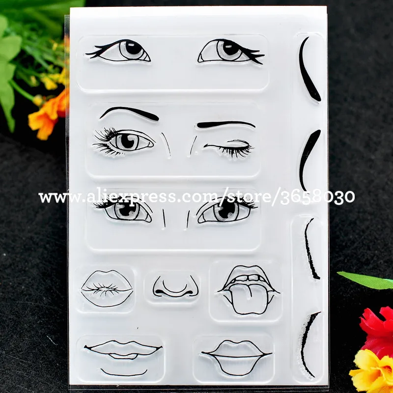 Eyes Lips Eyebrow Scrapbook DIY photo cards rubber stamp clear stamp