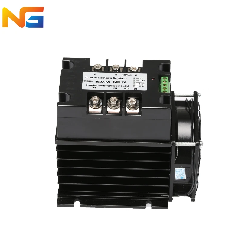 

NG TSR-80DA-W voltage regulator module 4-20mA three phase SCR multiple control signal with radiator and fan