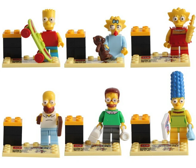 

NEW hot 6pcs/set Simpsons Action Figures Building Blocks Bricks Compatible toys No box !