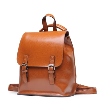 

2019 New fashion backpack women backpack Genuine Leather school bag women Vintage Adolescent Girls Backpacks