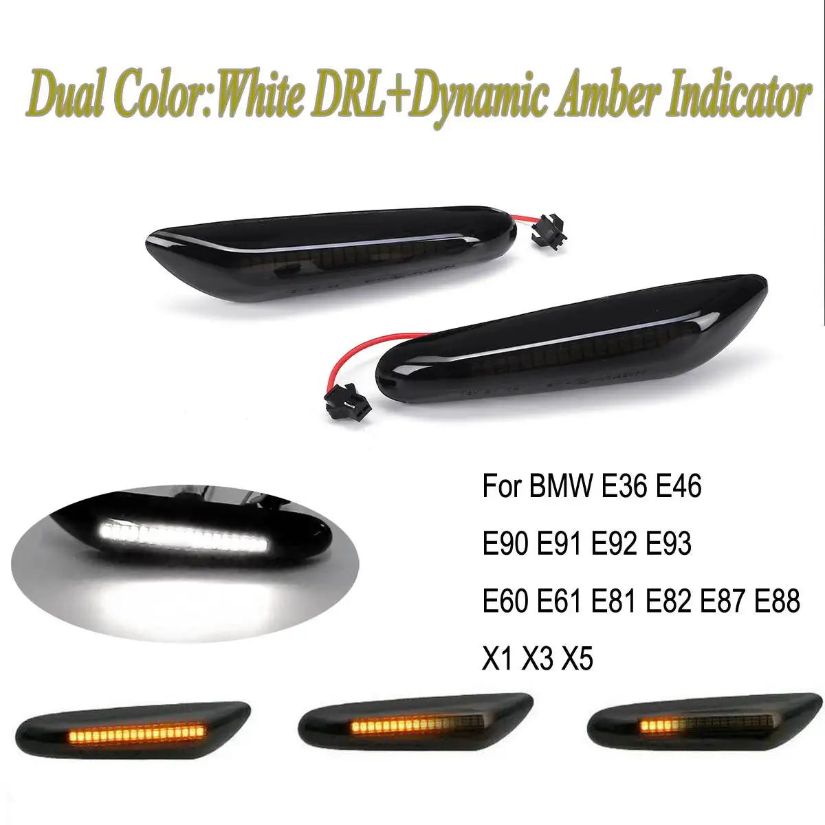 

DRL Led Daytime Running Lights & Flowing Side Blinker Lamp Dynamic LED Side Marker Light for Bmw E90 E91 E92 E93 E87 E84 E46