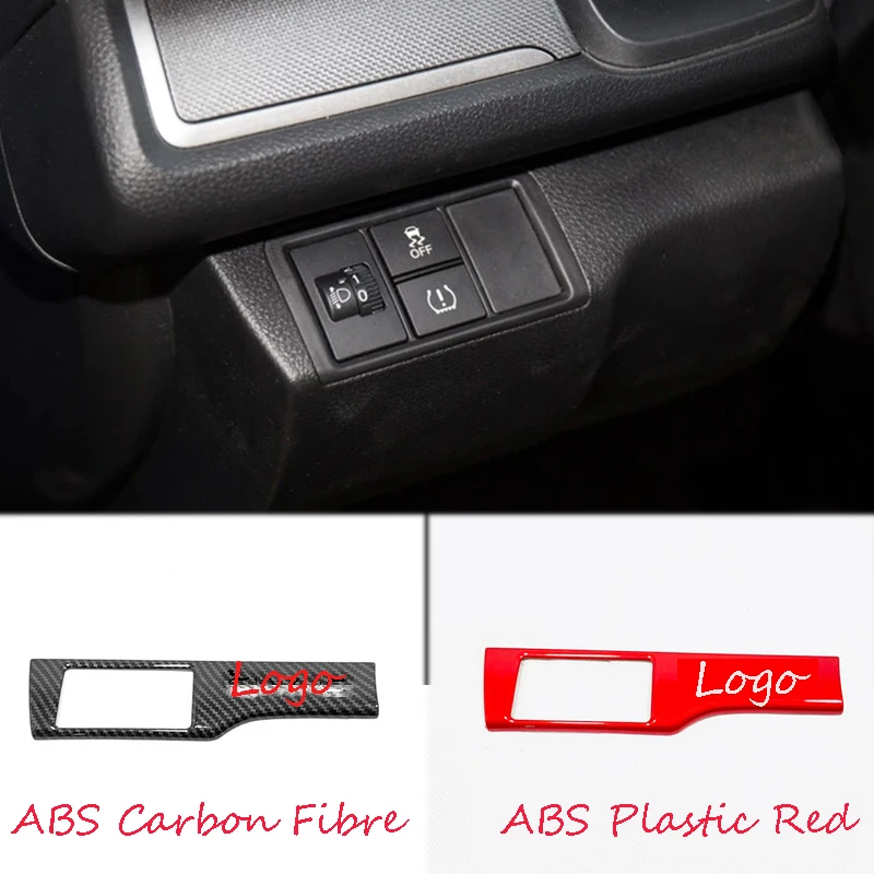 

For Honda Civic 10th 2016 2017 ABS Matte/Carbon Fibre/red Car left middle control box decoration cover trim accessories 1pcs
