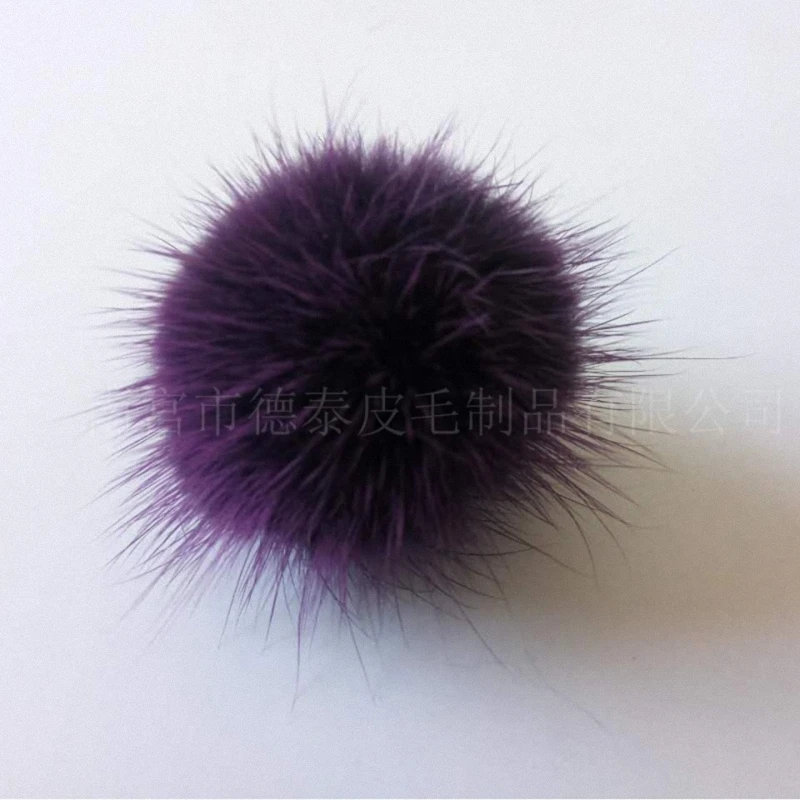 

10pcs/lot Wholesale price 100% Real Mink Fur Ball DIY 3-4cm Genuine Fur Pompom For Women Winter Keychain Beanies Hat F013-purple