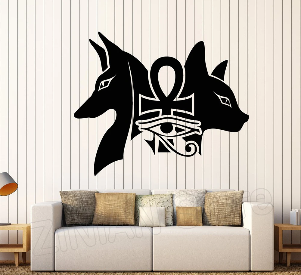 Виниловые наклейки на стену с античным египетским Gods Anubis Bastet Eye Of Horus Декор для
