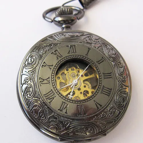 Черный Классический Antique Роман Механические карманные часы