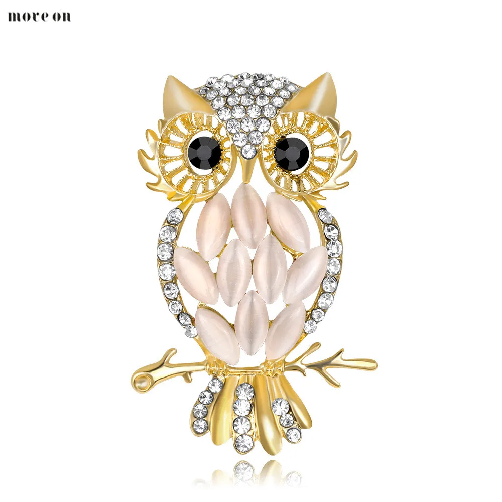 

Moveon Dream Owl Crystal Cat's Eye Brooch Enamel Cartoon Owls Brooches Wedding Souvenir Bijoux Women Sweater Scarf Gifts