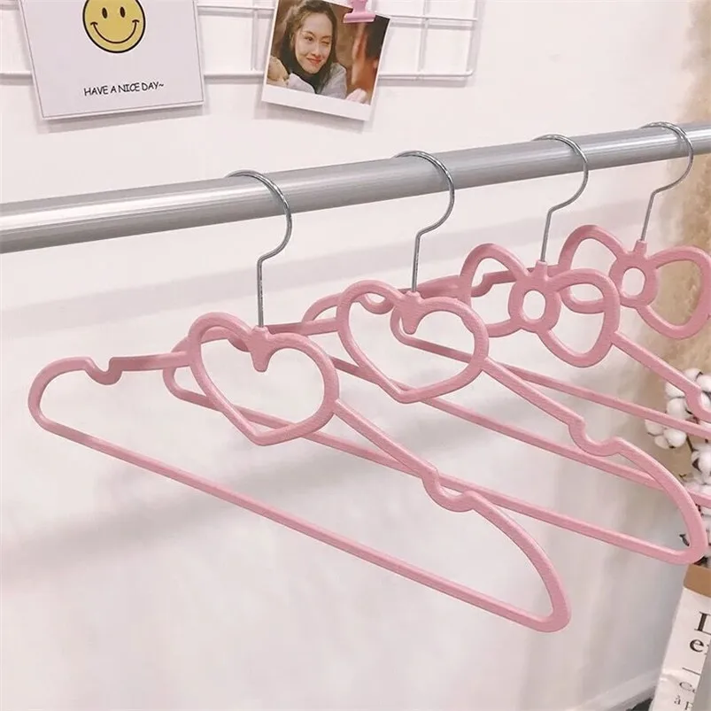 10pcs Drying Rack Multifunctional Heart Bow Shaped Plastic Hanger for Suits Non Slip 40CM Clothes Hangers Organization 35MR2207