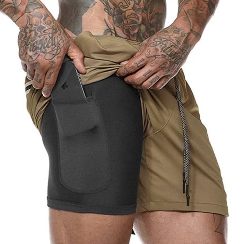 Men's 2 in 1 Compression Shorts Men Shorts Quick Dry Training Exercise Joggers Gym Shorts with Built-in pocket Liner Men's 2 in 1 Compression Shorts Men Shorts Quick Dry Training Exercise Joggers Gym Shorts with Built-in pocket Liner