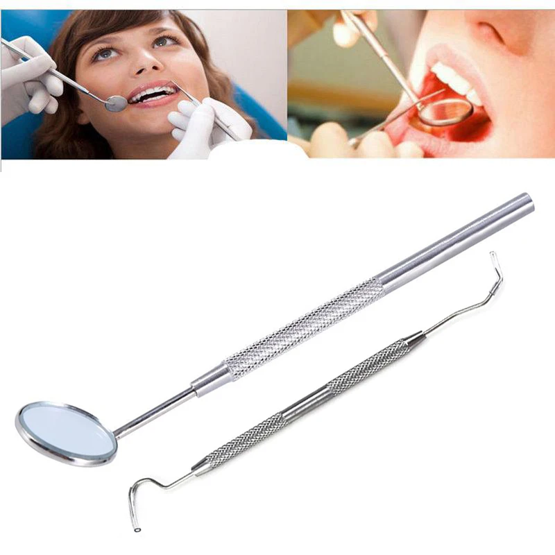 2 шт. стоматологическое зеркало из нержавеющей стали, набор стоматологических инструментов, стоматологический набор с двойным крюком, набор стоматологических инструментов для гигиены зубов