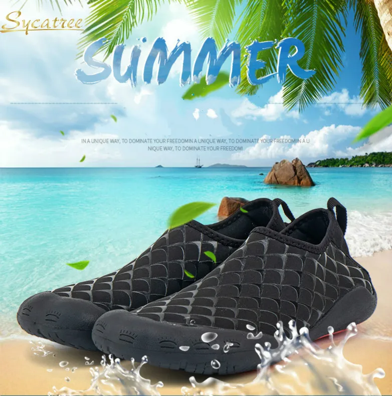 Sycatree Summer Men's Water Shoes fish scale Five Finger Swimming Barefoot Skin Seaside Male Surfing Beach Gym Yoga | Спорт и