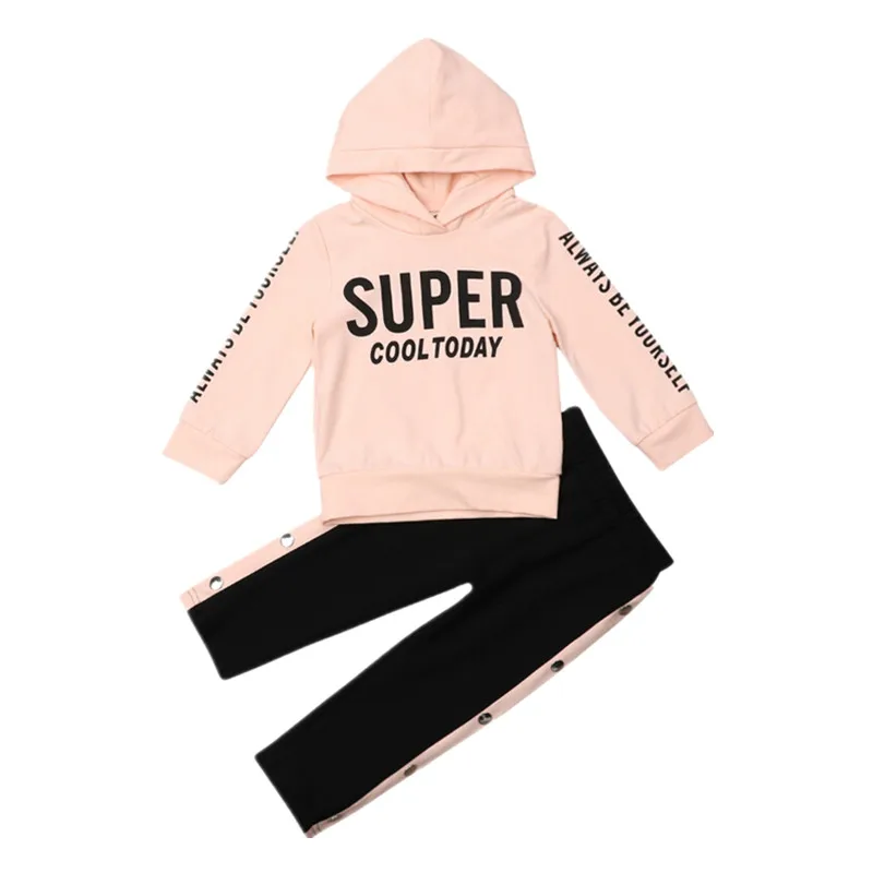 

1-5Y Kids Baby Girls Hooded Tops Sweatshirt Pants Tracksuit Sportswear Outfit