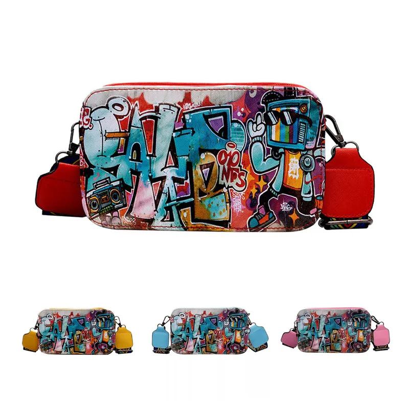 

Fashion New Women Cartoon Printing Shoulder Messenger Bag Letter Small Crossbody Bag Girls Party Personality Street Clutch Bag