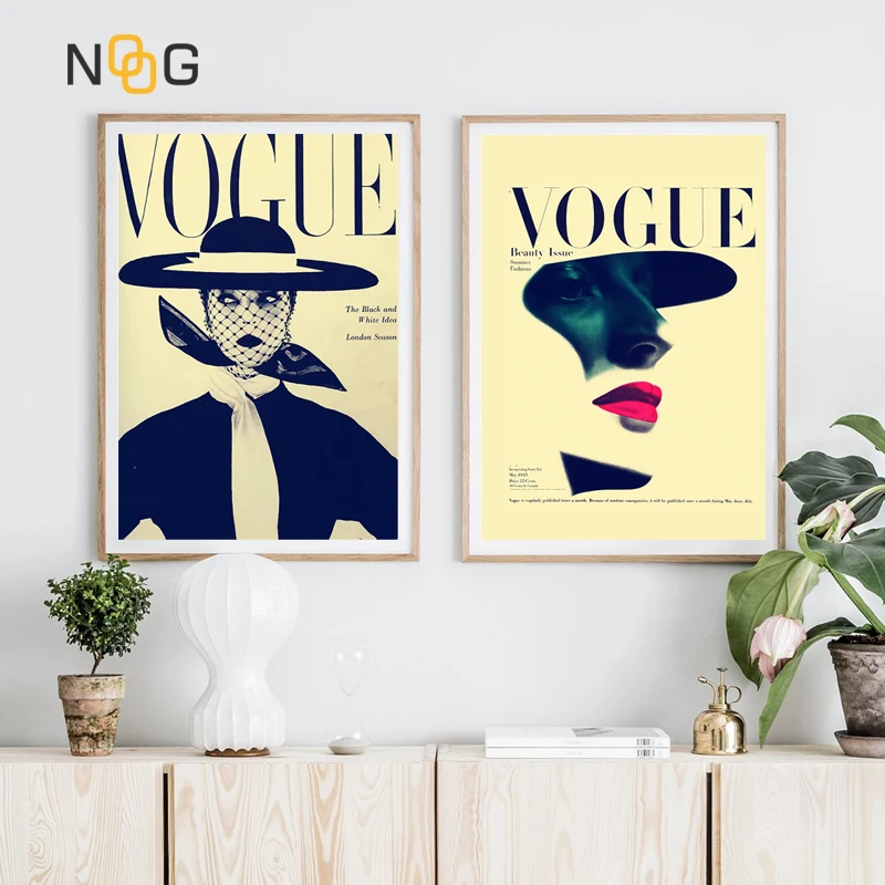 

NOOG Cuadros Decoration Fashion Retro Posters and Prints Fashion Girls Canvas Painting Wall Art Print Wall Pictures Living Room