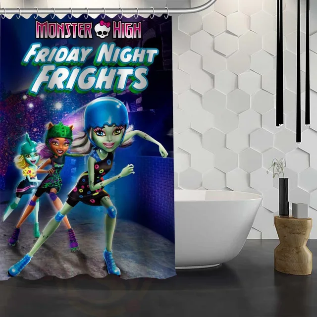 Custom Monster High Shower Curtain With Hooks High Defintion