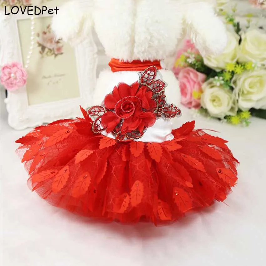 Fashion red dog clothing for small dogs dresses doggy summer chihuahua