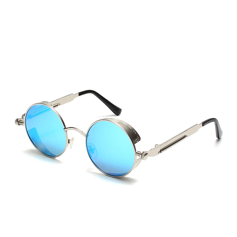 OLEY, брендовые металлические круглые стимпанк Солнцезащитные очки для мужчин и женщин, модные цветные очки в стиле панк, солнцезащитные очки для вождения, антибликовые очки, UV400 Y261 - Цвет линз: Y261 C3