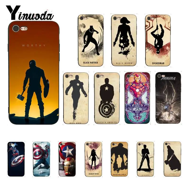 

Yinuoda Marvel the Avengers Endgame Super hero Captain Colorful Cute Phone Case for iPhone 8 7 6 6S 6Plus X XS MAX 5 5S SE XR 10