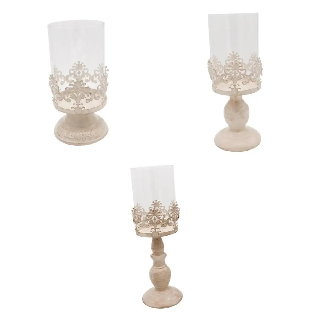 3PCS Pillar Candlestick Candle Holder Hurricane Lantern Home Wedding Decor
