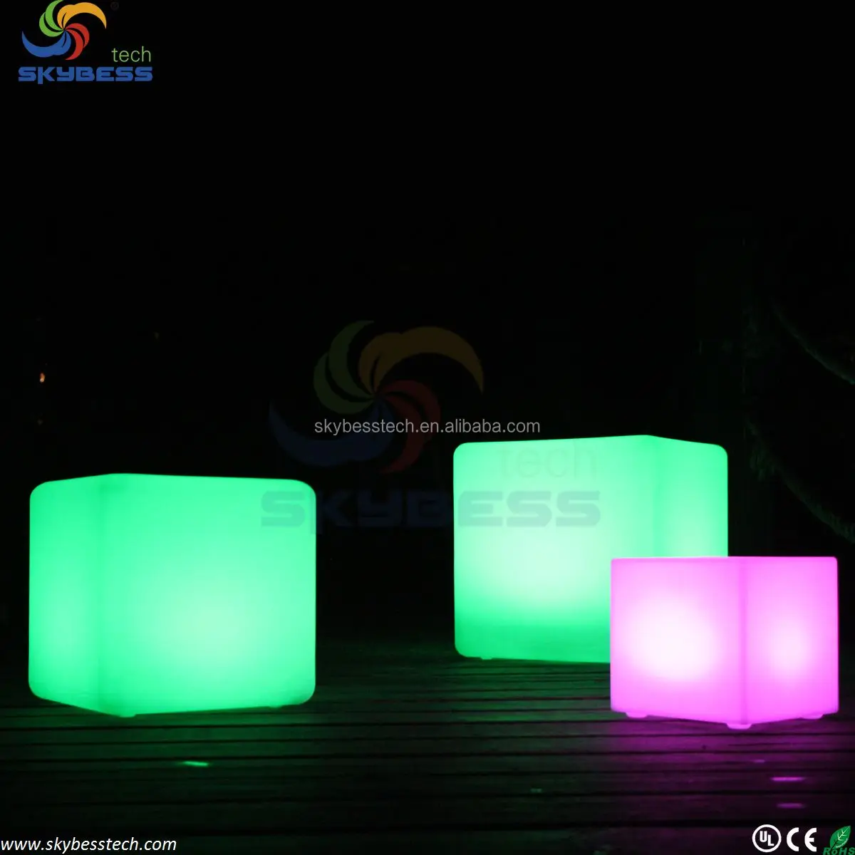 Indoor furniture 16 color changing glowing Cube Stool D10cm Lithium battery free shipping