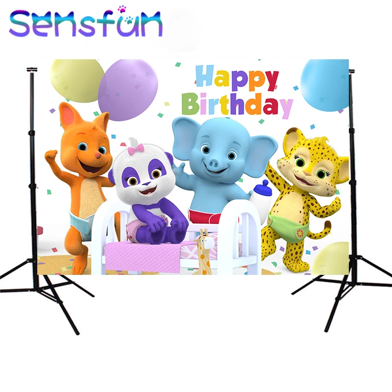 

Sxy1486 7x5ft Animals Word Party Children Birthday photography Backdrops Tiger Elephant Photo Studio Backdrop Background Vinyl