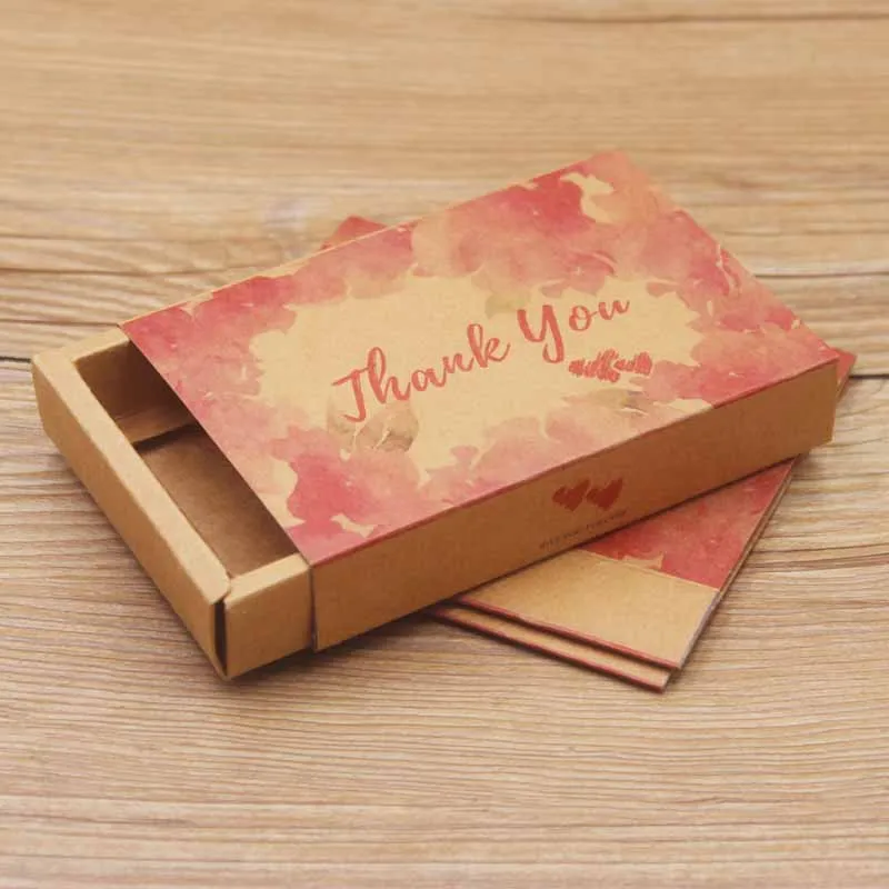 

2019Drawer Box Kraft Cardboard Letter Design Word Style Red Flower Wedding Anniversary Present Gift Display 11.5x8x2cm Cute Box