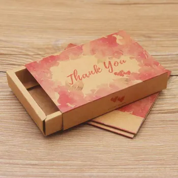 

2019Drawer Box Kraft Cardboard Letter Design Word Style Red Flower Wedding Anniversary Present Gift Display 11.5x8x2cm Cute Box