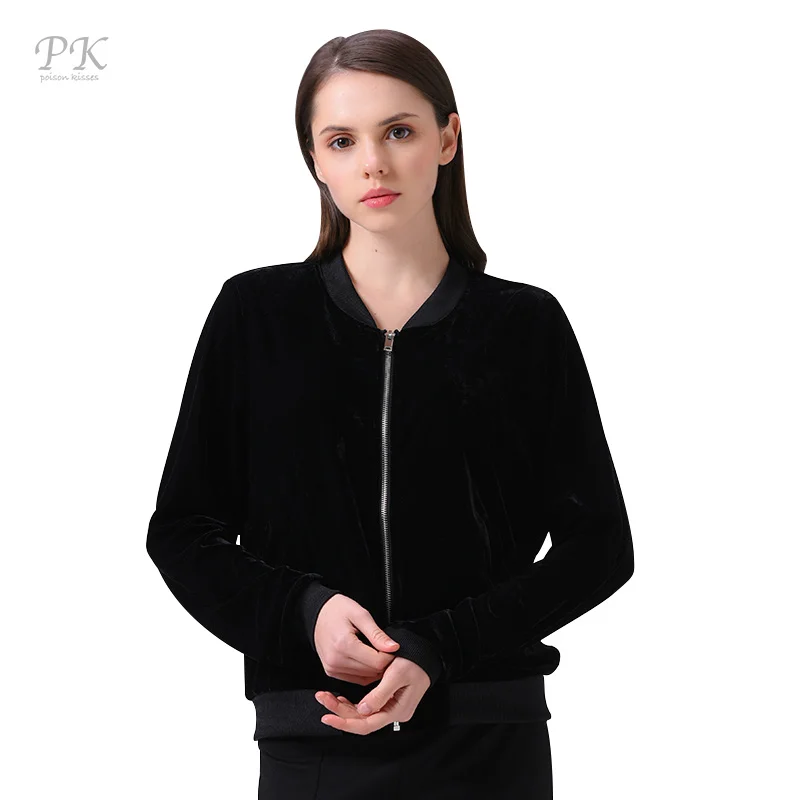 

PK black burgundy velvet basic coats 2018 transparent denim bomber jacket women set puck rave streetwear casual baseball veste