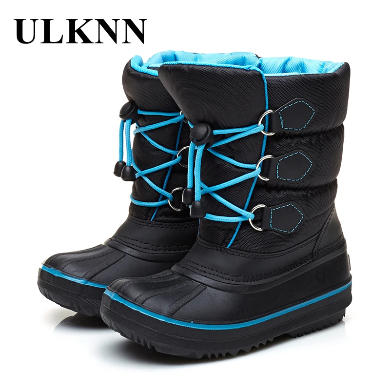 ULKNN Waterproof Snow Boots Kids Warm Rubber Shoes For